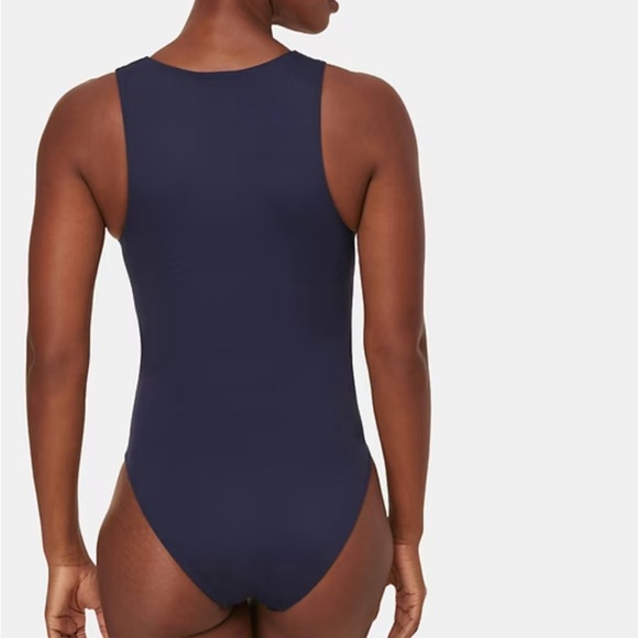 Andie Midnight Blue Button-Front One-Piece Swimsuit - Picture 3 of 6